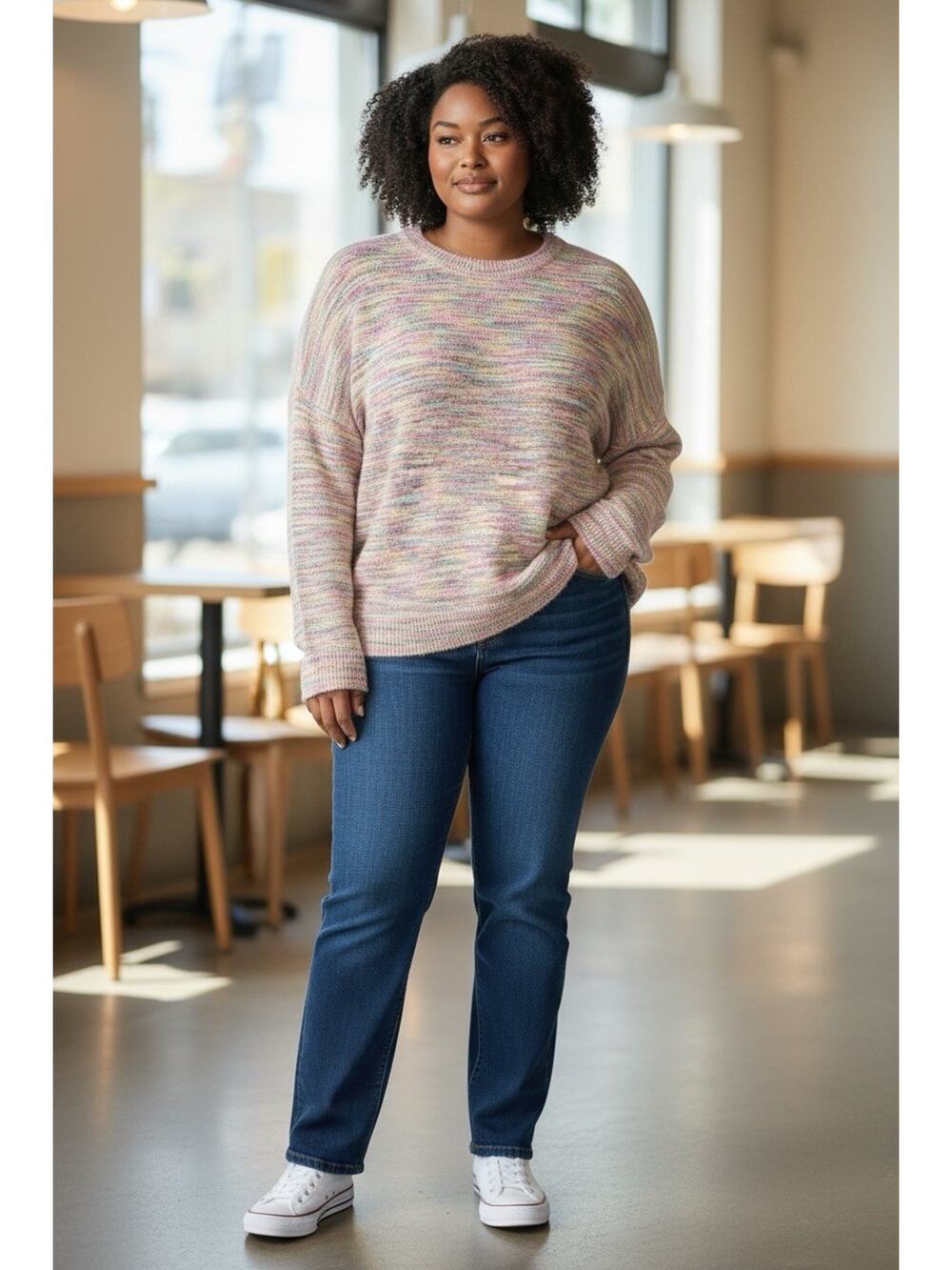 Grace & Emma space-dye pullover Sweater Unicorn Rainbow Trendy Plus Size 3X NWT